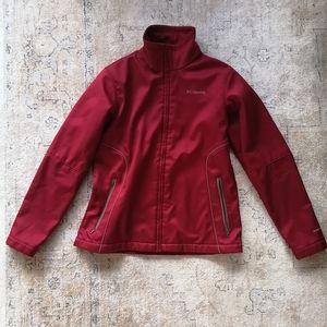 Large, deep red, Columbia Omni-shield jacket